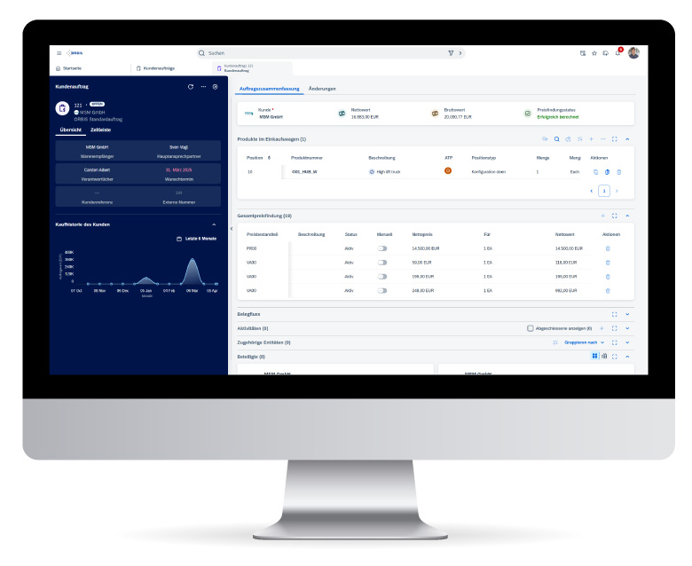 Ansicht Kundenauftrag in der SAP Sales Cloud Version Kundenauftrag in der SAP Sales Cloud Version 2