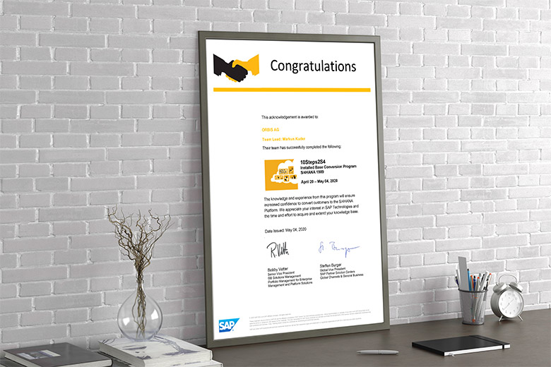 ORBIS hat erfolgreich am SAP-Programm „10Steps2S4“ teilgenommen.